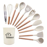 Juego Cocina Silicona 12 Utensilios Cocina Mango Madera