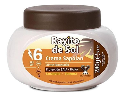 Creme Bronzeador Sapolan Rayito De Sol 6fps Pote 280g