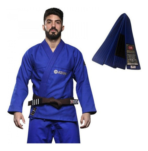 Kimono Atama Classic Azul Bjj Jiu Jitsu + Faixa Azul Royal