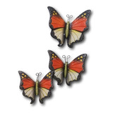 Juego De Mariposas Para Colgar En La Pared Barro 3 Pz 20cm