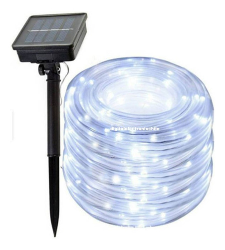 Manguera Led Solar 10 Mts Blanca Blanco Con Estaca 