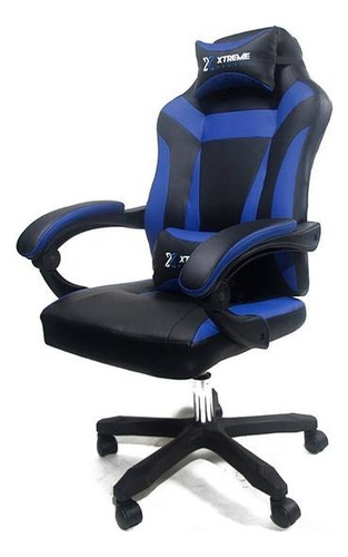 Cadeira Gamer Xtreme Suporta 120 Kg Reclinável Preto E Azul Material Do Estofamento Poliéster