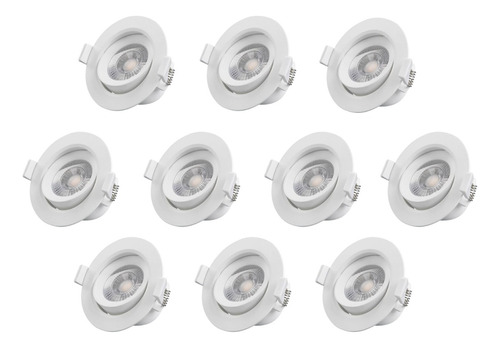 Pack X10 Foco Led Embutido Redondo Aro Móvil 7w 220v  Fria