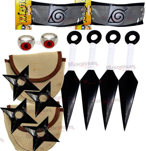 Kit Ninja Kunai Naruto Anel Itachi Shuriken Bandanas Kr