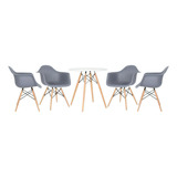 Conjunto Jantar Eames Mesa 70 Cm 4 Cadeiras Daw Cores Cor Mesa Branco Com Cadeiras Cinza Escuro