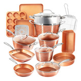 Gotham Steel Hammered Copper Collection  Juego De 20 Oll.