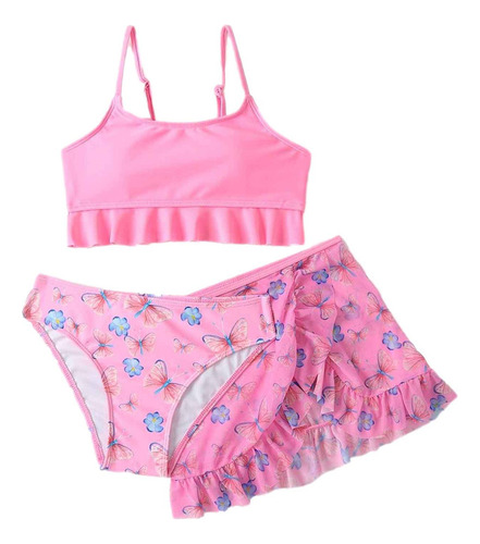 Traje De Baño Para Niñas, Traje De Baño, Falda Estampada, Tr