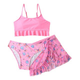 Traje De Baño Para Niñas, Traje De Baño, Falda Estampada, Tr