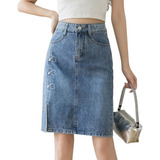Minifalda Casual De Jean Para Mujer 