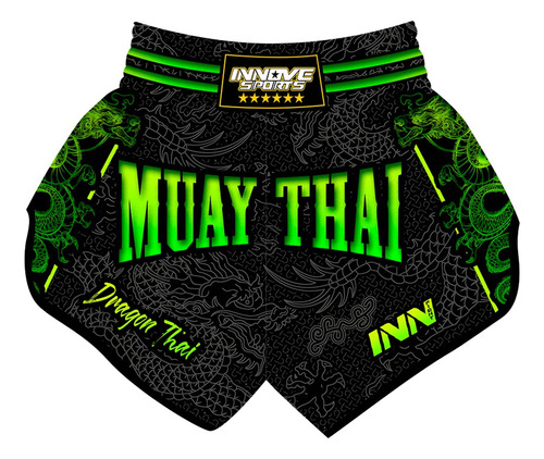 Short Muay Thai Bermuda Calção Tailandês Dragon Thai Verde