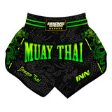 Short Muay Thai Bermuda Calção Tailandês Dragon Thai Verde