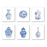 Cuadros De Porcelana China - Set De 6 - 8x10 Pulgadas Sin Ma