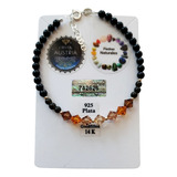 Pulsera Turmalina Negra +cristal Austria + Obsidiana+ Oro/pt