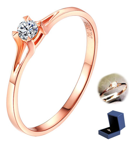 Anillo Promesa De Oro Rosa Plata 925 Chapado En Oro De 18k