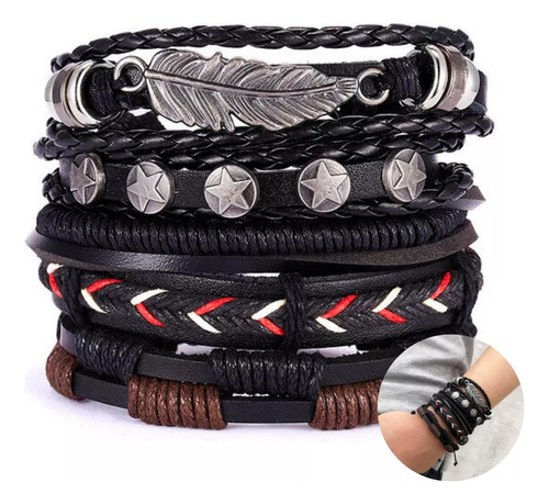 Pulsera Cuero Genuino Hombre Brazalete Cierre Magnetico