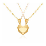 Collar Corazón Dorado Para Parejas O Mejores Amigos