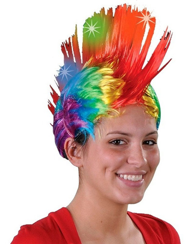 Peluca Punk Multicolor Con Led
