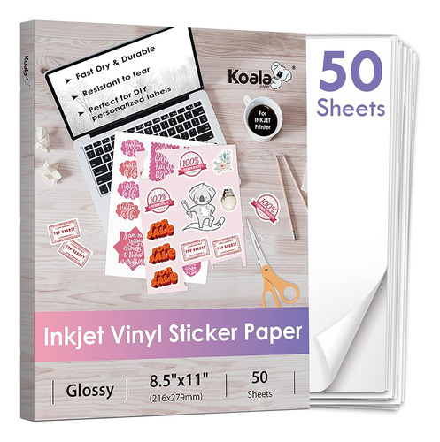 Koala Printable Vinyl Sticker Paper For Inkjet Printer ...