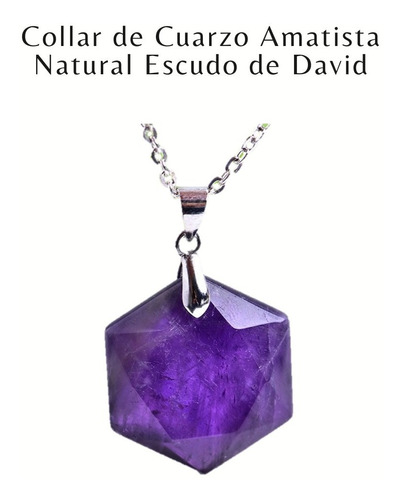 Collar Cadena Estrella David Cuarzo Amatista Acero Inoxidabl