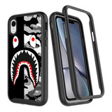 Funda Para iPhone XR, Negro/gris/resistente/rigida