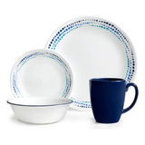 Corelle Livingware Ocean Blues - Juego De Vajilla De 16 Piez