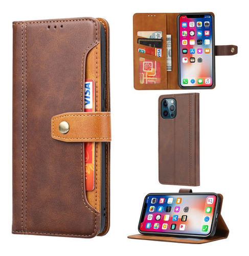 Funda Celular Para iPhone Case De Cuero Ranura Para Tarjetas