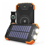 Batería Solar Usb-c 10,000mah Con Linterna - Naranja