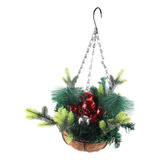 Cesta Colgante De Navidad Artificial Decorada Con Pino