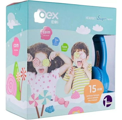 Headset Kids Sugar Dobravel Azul Oex Hs317