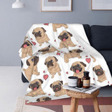 Manta Con Diseño De Cachorros De Pug Para Cama