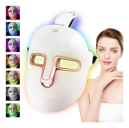 Máscara De Belleza Facial Con Terapia Led Fotones 7 Colores