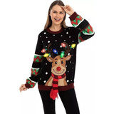 2022 Suéter De Navidad Con Luces Led Para Hombres Y Mujeres