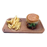 Plato Tabla Algarrobo Hamburguesa Cuenco Guarnición 16x35cm