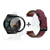 Combo Banda De Cuero Y Vidrio Smartwatch Para Huawei Gt2e 