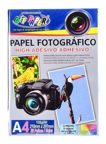 Papel Fotográfico High Adesivo A4 135g 20 Folhas Off Paper