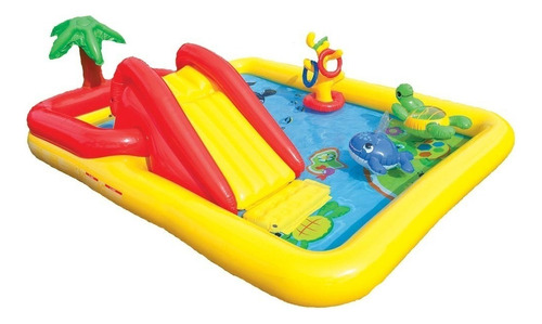 Pileta Tobogan Inflable Ocean Playcenter Infantil 458l Intex Color Verde Lima