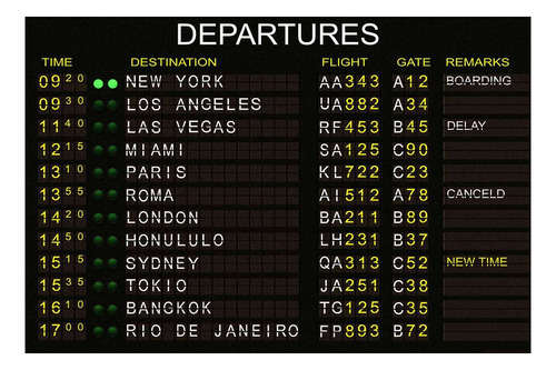 Vinilo 40x60cm Departures Cartel Aeropuerto Avion Vuelo P1