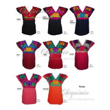 12 Blusa Artesanal Grande Bordada Manta Chiapas