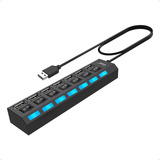 Hub Usb Notebook Pc 7 Puertos Multiplicador 2.0 Luz Led Bus