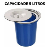 Lixeira Plastica De Embutir 5 Litros Com Tampa De Inox