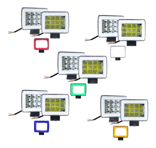 Par Faros 12 Led Auxiliar Fija Estrobo Auto Moto Arillo Gelf