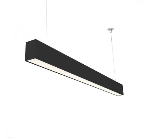 Pendente Linear Retangular Embuled Led Integrado Branco Ou Preto Cor Preto - 6500k - Frio 110v/220v