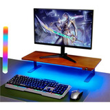 Elevador De Monitor De Madera Maciza Con Luz Rgb De 13 Color