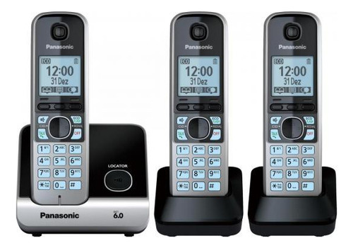 Telefone S/ Fio C/ Base E 2 Ram Panasonic Kx-tg6713lbb Preto