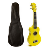 Ukelele De Madera Soprano Con Funda Manual Y Lecciones Color Amarillo