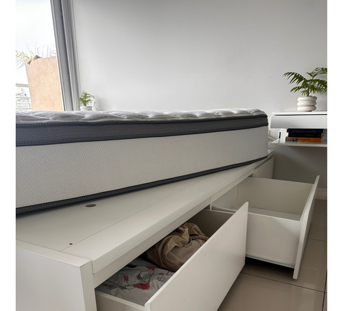 Cama Queen Box Baulera Cajonera Mdf Laqueada