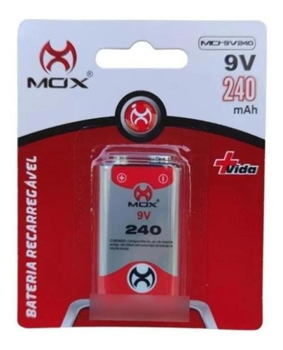 Bateria 9v Recarregável 240mah Ni-mh Potente E Durável Mox