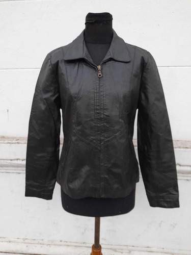 Campera De Cuero Vintage Negra