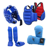 4x Karate Sparring Gear Incluyendo Casco De Boxeo Xs Azul