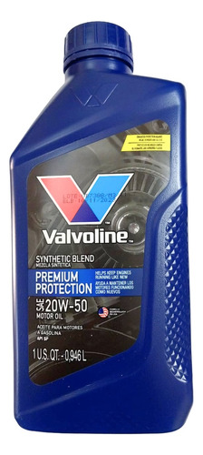 Aceite 20w-50 Semi Sintetico Valvoline Pack 5lts + Filtro Foto 2